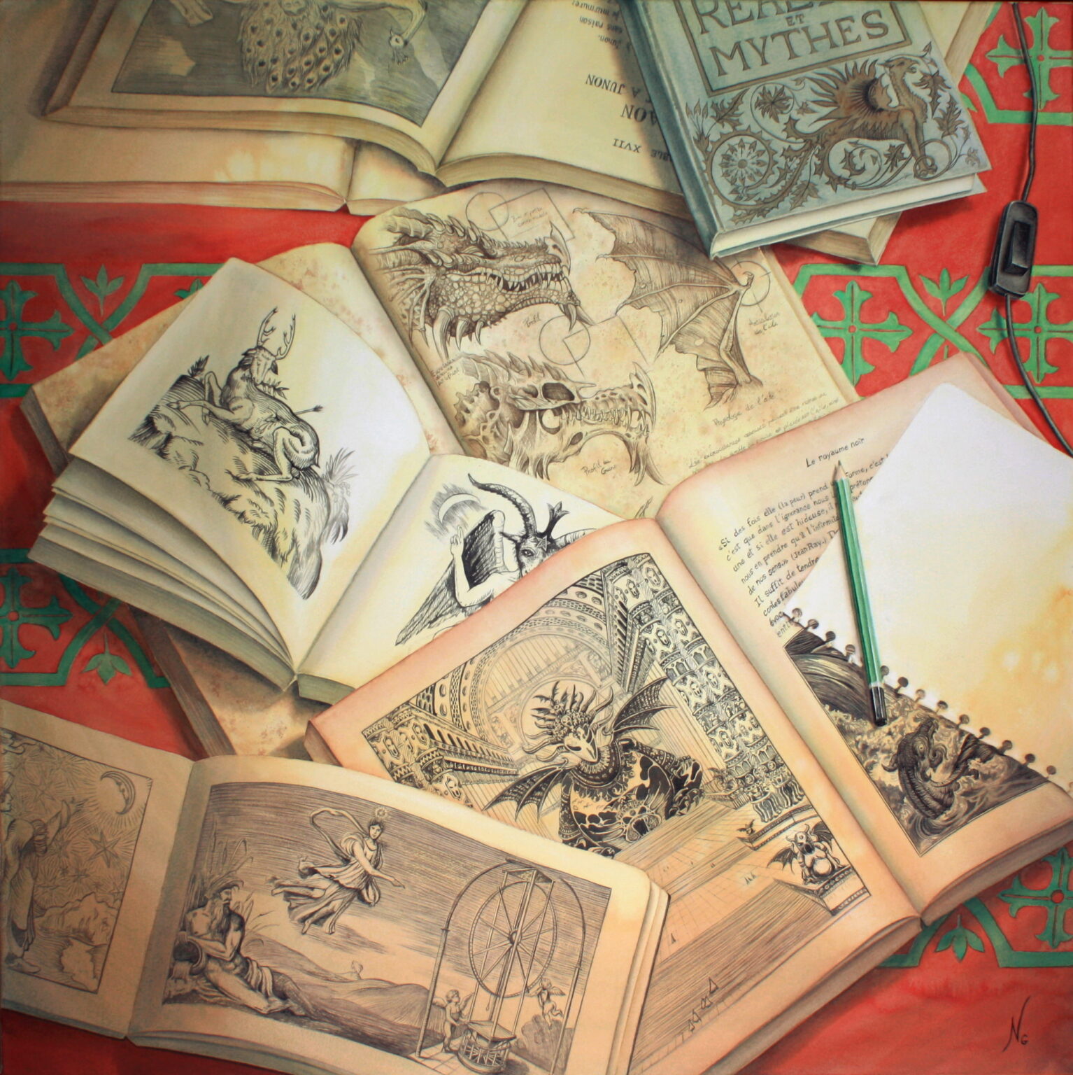 Aquarelle bestiaire de l'imaginaire